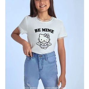 GIRLS HELLO KITTY LACE TRIM GRAPHIC TEE KIDS